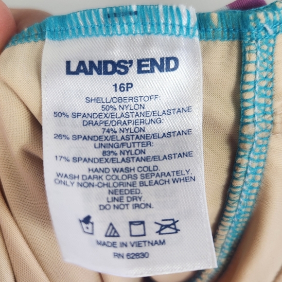Land's End Preppy Slimming Summer One-Piece Swimsuit Floral 16P - Picture 14 of 15